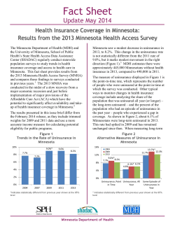 Health Insurance in Minnesota: Results from the 2013 Minnesota Health Access Survey (PDF)