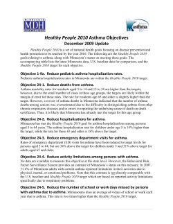 Healthy People 2010 Asthma Objectives: December 2009 Update