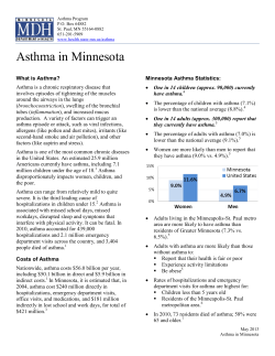 Asthma in Minnesota, 2013 Fact Sheet