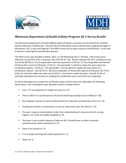 Minnesota Department of Health Asthma Program AE-C Survey Results