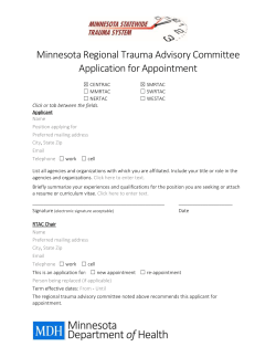Application for appointment to regional trauma advisory committee