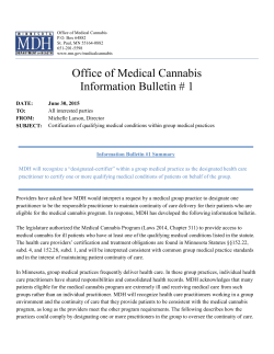 Information Bulletin #1 - Certification of qualifying medical conditions within group medical practices (PDF)