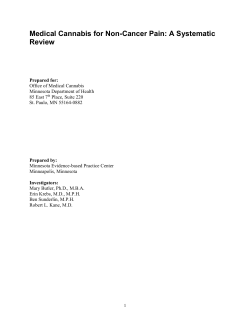 Medical Cannabis for Non-Cancer Pain: A Systematic Review ,