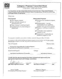 Suspension of the Graduate Degrees in Agricultural and Resource Economics
