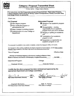 Revision of Graduate Degrees in Economics Leading to Master of Arts, Master of Science and Doctor of Philosophy in Applied Economics