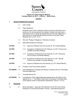 BOARD MEETING AGENDA March 22, 2011