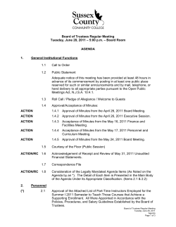 BOARD MEETING AGENDA June 28, 2011
