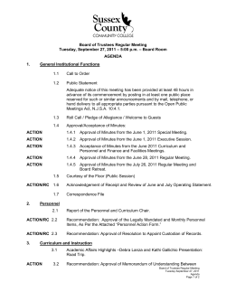 BOARD MEETING AGENDA September 27, 2011