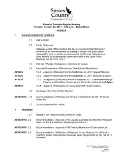 BOARD MEETING AGENDA October 25, 2011