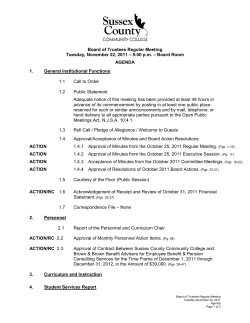 BOARD MEETING AGENDA November 22, 2011