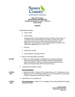 BOARD REORGANIZATION MEETING AGENDA November 22, 2011