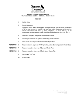 SPECIAL BOARD MEETING AGENDA -&nbsp;March 7, 2013