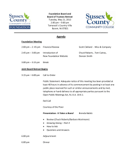 JOINT BOARD RETREAT AGENDA -&nbsp;May 21, 2013