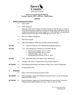 BOARD MEETING AGENDA June 25, 2013