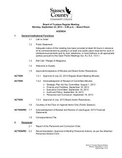 BOARD MEETING AGENDA September 23, 2013