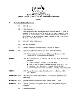BOARD MEETING AGENDA Tuesday, Octotber 27, 2015