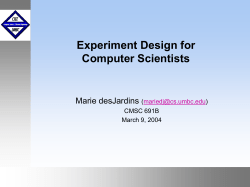 Marie desJardins' slides on experiment design