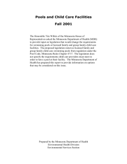 Pools and Child Care Facilities, Fall 2001