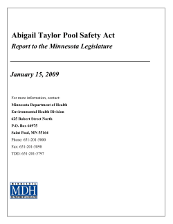 Abigail Taylor Pool Safety Act: Report to the Minnesota Legislature (PDF: 116KB/20 pages)