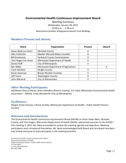 January 2015 Approved Meeting Summary (PDF)