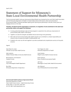 Statement of Support for Minnesota's State-Local Environmental Health Partnership (PDF)