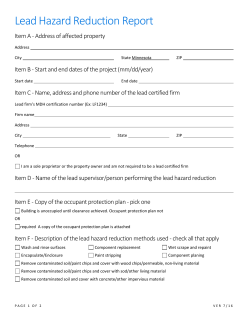 Lead Hazard Reduction Report Template (PDF: 99KB/ 2 pages)