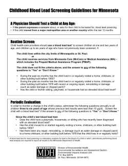 Appendix A-1: Blood Lead Screening Guidelines for Minnesota (PDF: 80KB/2 pages)