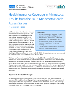 Health Insurance Coverage in Minnesota: Results from the 2015 Minnesota Health Access Survey