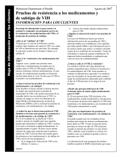 HIV Drug Resistance and Subtype Testing - Information for Clients - Spanish (PDF: 41KB/2 pages)
