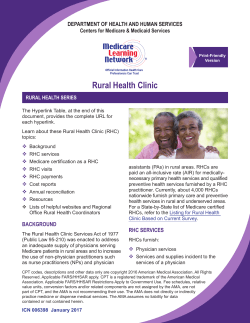 The CMS Fact Sheet on Rural Health Clinics