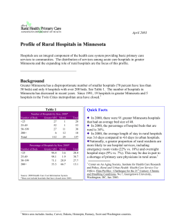 Minnesota Rural Health Profiles - Rural Hospitals
