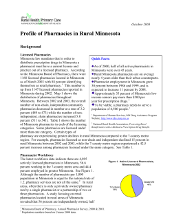 Minnesota Rural Health Profiles - Pharmacies