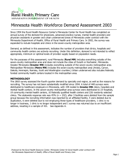 Minnesota Health Workforce Demand Assessment 2003
