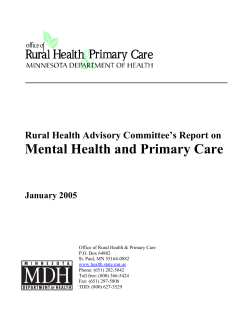 Mental Health and Primary Care in Rural Minnesota