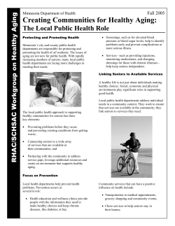 Healthy Aging Communities: Local Public Health Role