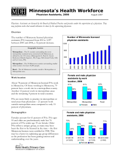 Minnesota's Health Workforce: Physician Assistants 2006