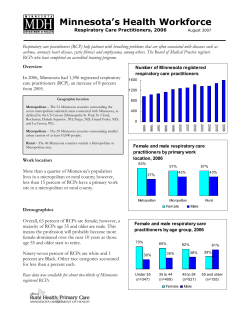 Minnesota's Health Workforce Respiratory Care Practitioners, 2006