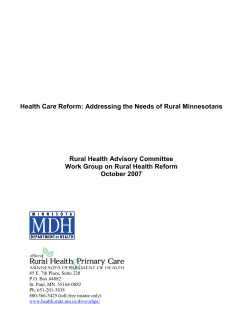 Health Care Reform: Addressing the Needs of Rural Minnesotans