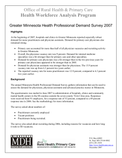 Greater Minnesota Health Professional Demand Survey 2007