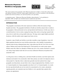Minnesota Physician Workforce Geography