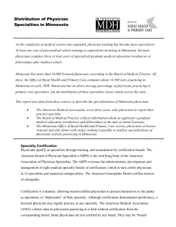 Distribution of Physician Specialties in Minnesota