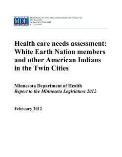 Health Care Needs Assessment: White Earth Nation Members and Other American Indians in the Twin Cities