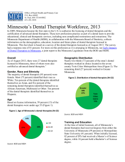 Minnesota&rsquo;s Dental Therapist Workforce, 2013