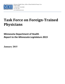 Task Force on Foreign-Trained Physicians: Report to the Minnesota Legislature