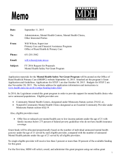 2016 Mental Health Safety Net Grant Program Request for Proposals (PDF)
