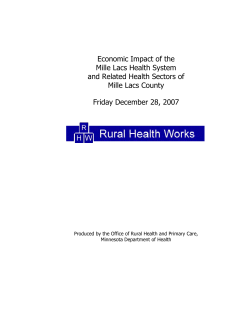 Economic Impact of the Mille Lacs Health System and Related Health Sectors of Mille Lacs County