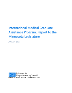 International Medical Graduate Assistance Program: Report to the Minnesota Legislature, January 2016 (PDF)