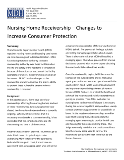 Nursing Home Receivership Changes to Increase Consumer Protection (PDF)