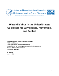 2013 West Nile Virus in the United States: Guidelines for Surveillance, Prevention, and Control