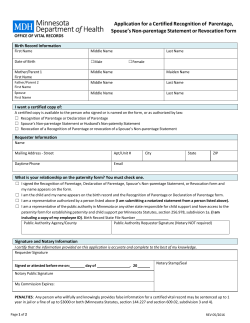 Application for Certified Recognition of Parentage, Spouse's Non-parentage Statement, or Revocation Form (PDF)